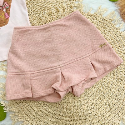  Conj. Blusa Capri  Bella Vita e Short Saia - Rose